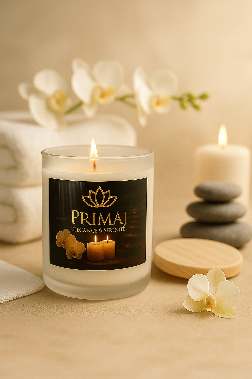 Bougie en Verre Givré PriMaJ — Mèche en Bois Crépitante 11 oz