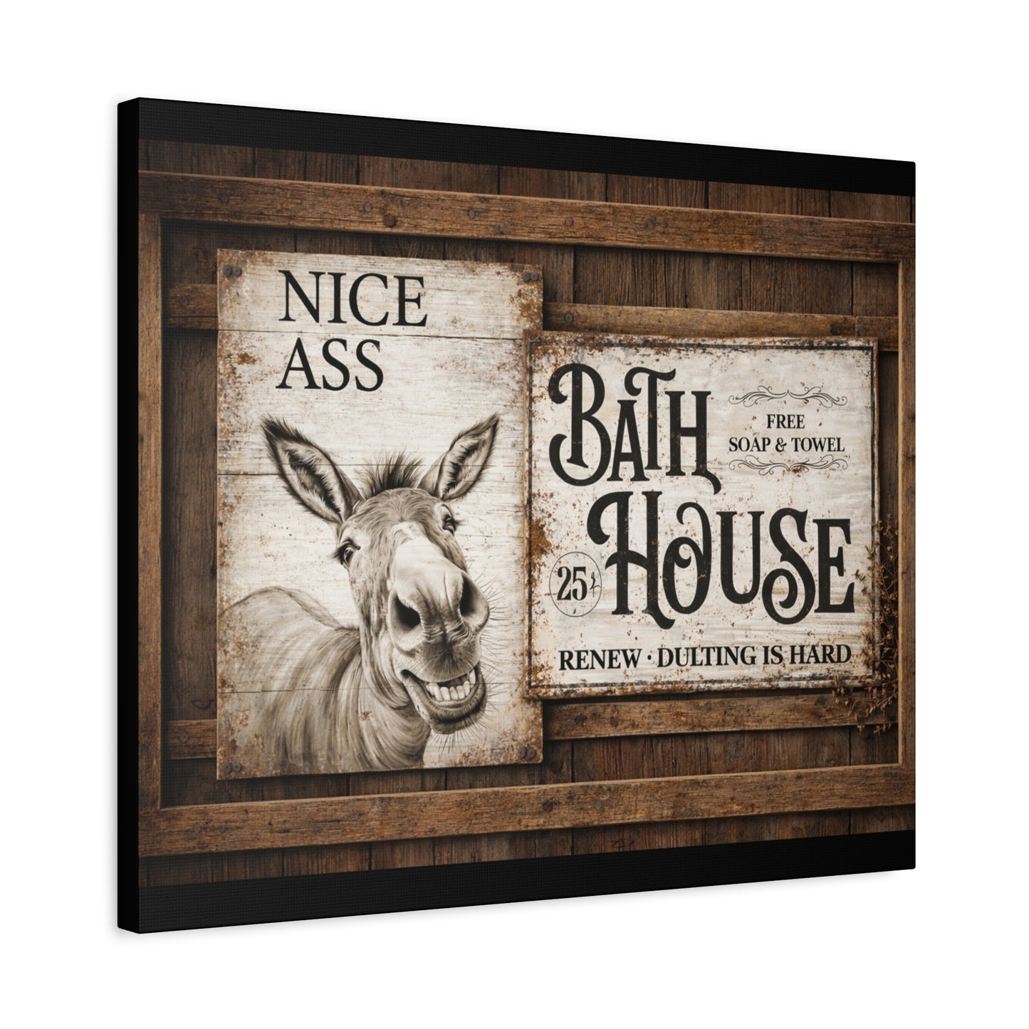 Copy of Rustic 'Nice Ass' Donkey Bathroom Canvas