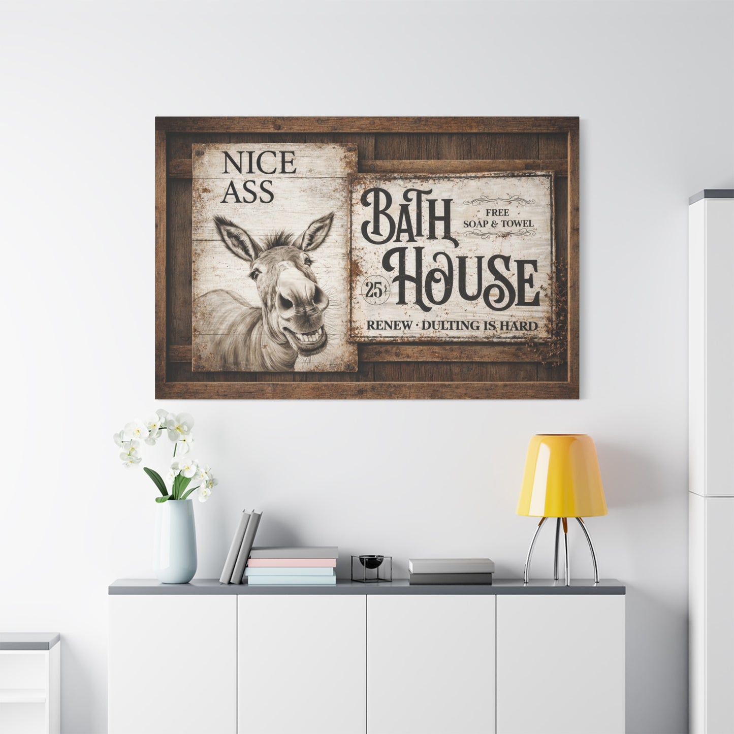 Copy of Rustic 'Nice Ass' Donkey Bathroom Canvas