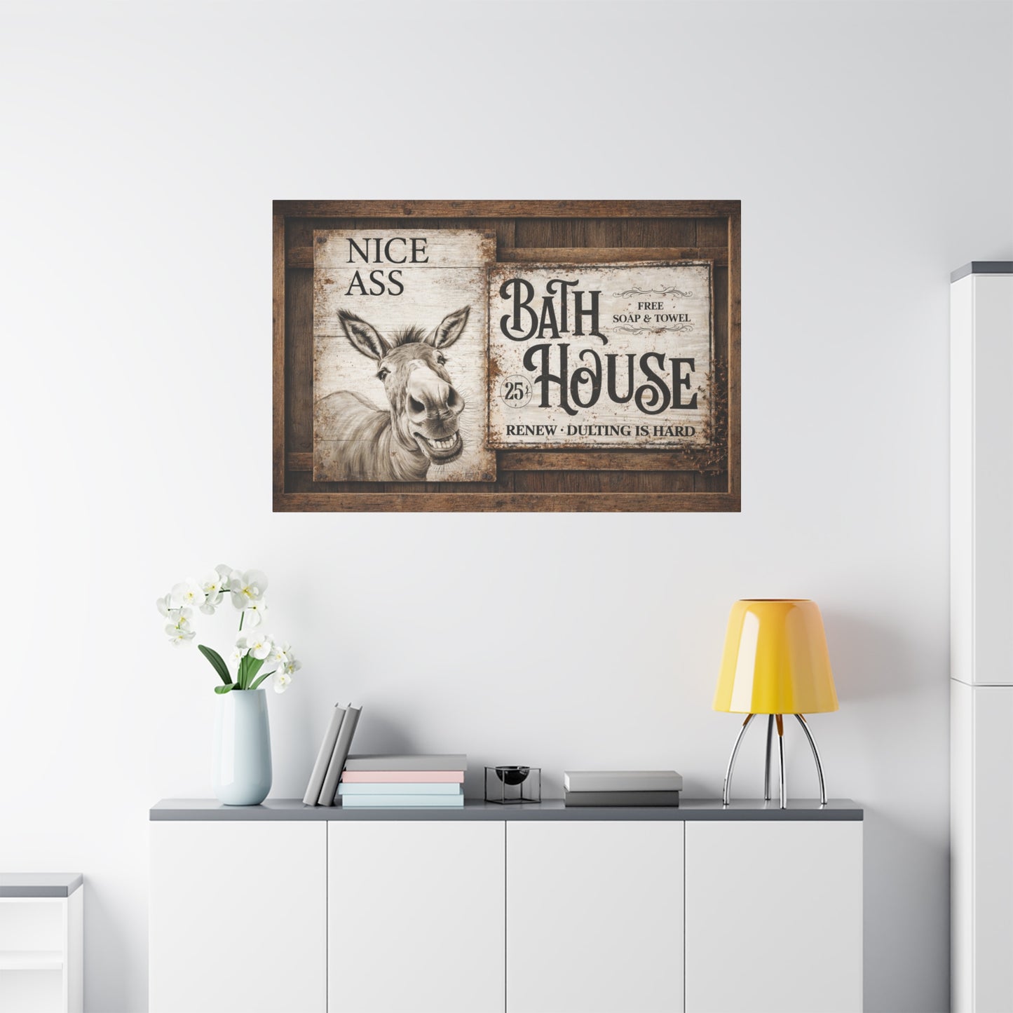 Copy of Rustic 'Nice Ass' Donkey Bathroom Canvas