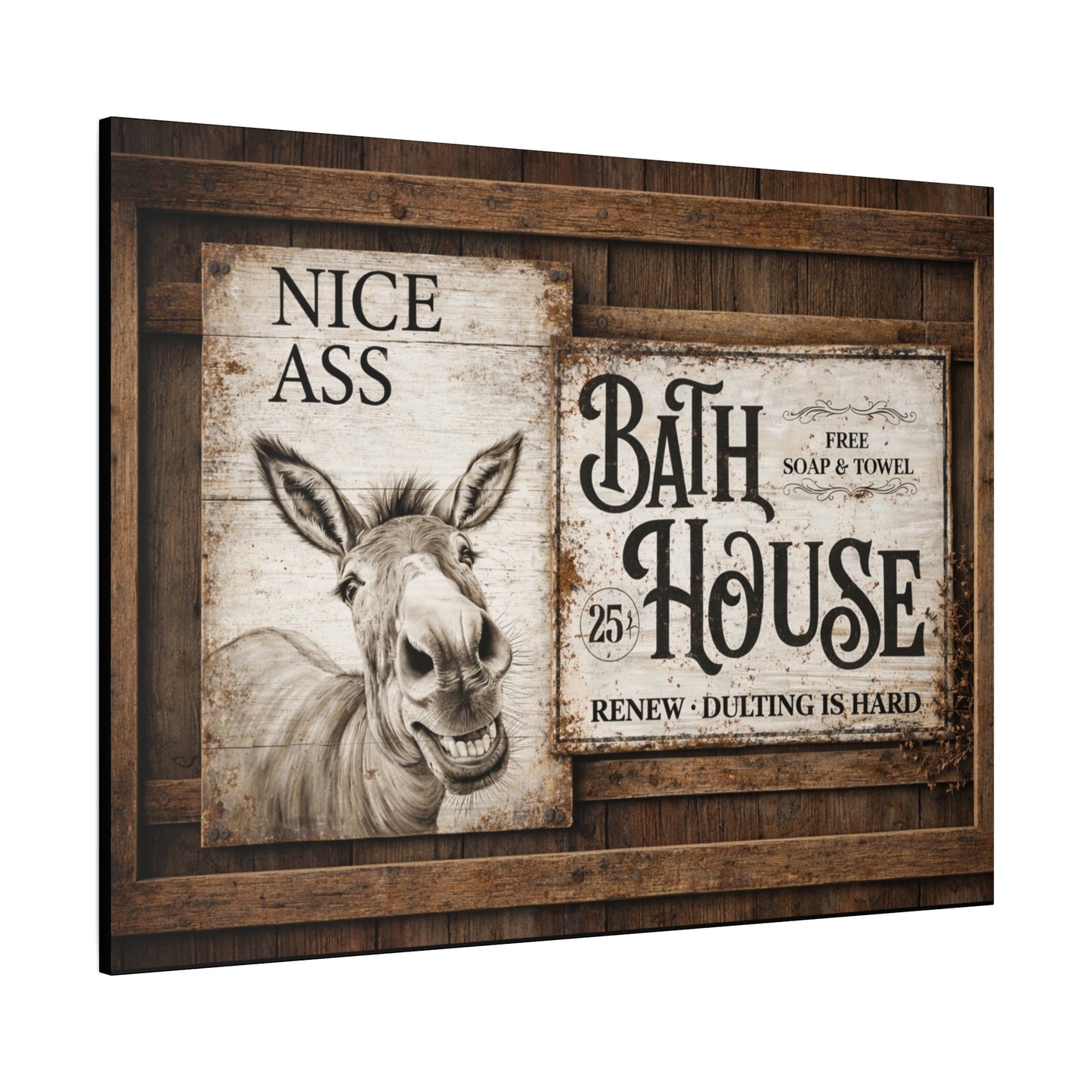 Copy of Rustic 'Nice Ass' Donkey Bathroom Canvas