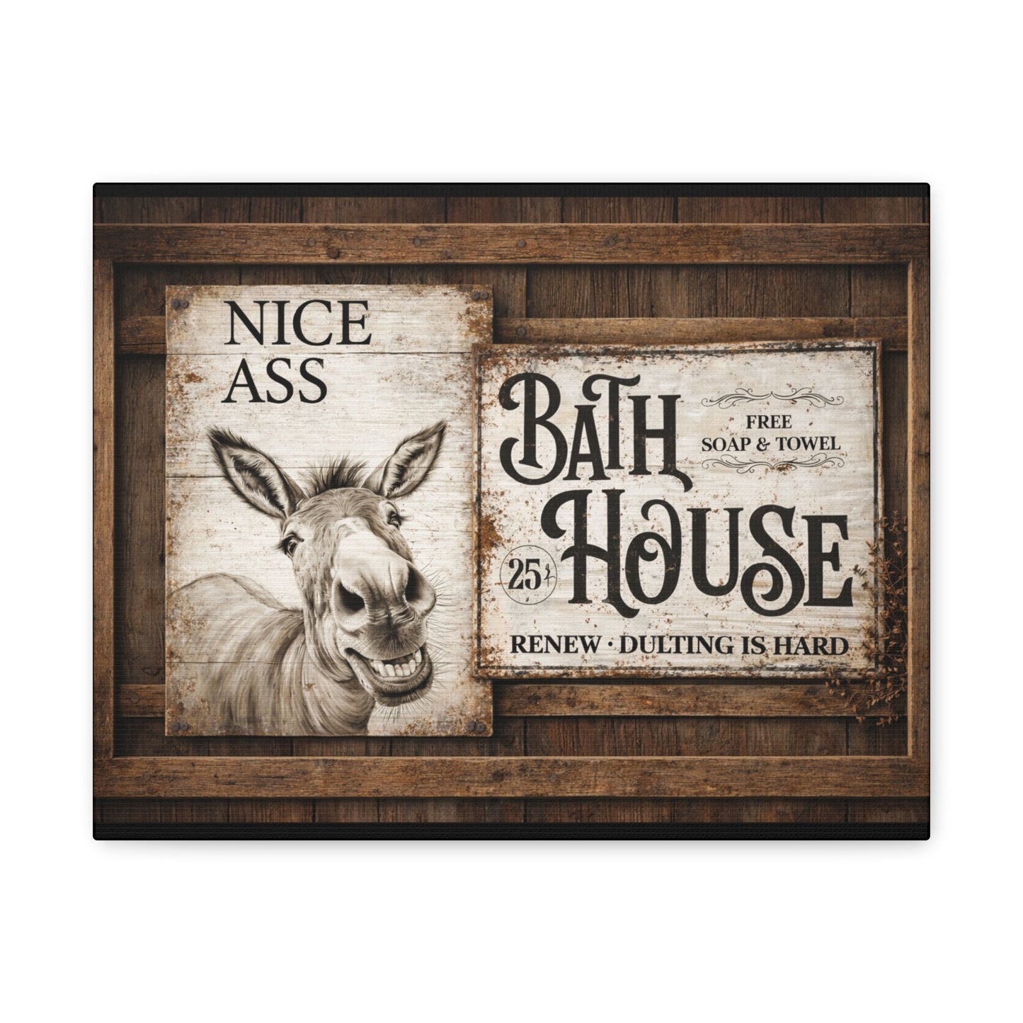 Copy of Rustic 'Nice Ass' Donkey Bathroom Canvas