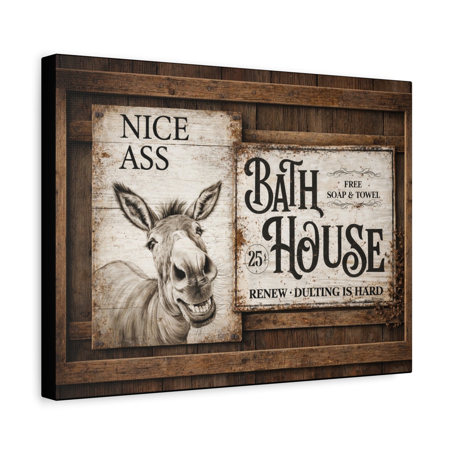 Copy of Rustic 'Nice Ass' Donkey Bathroom Canvas