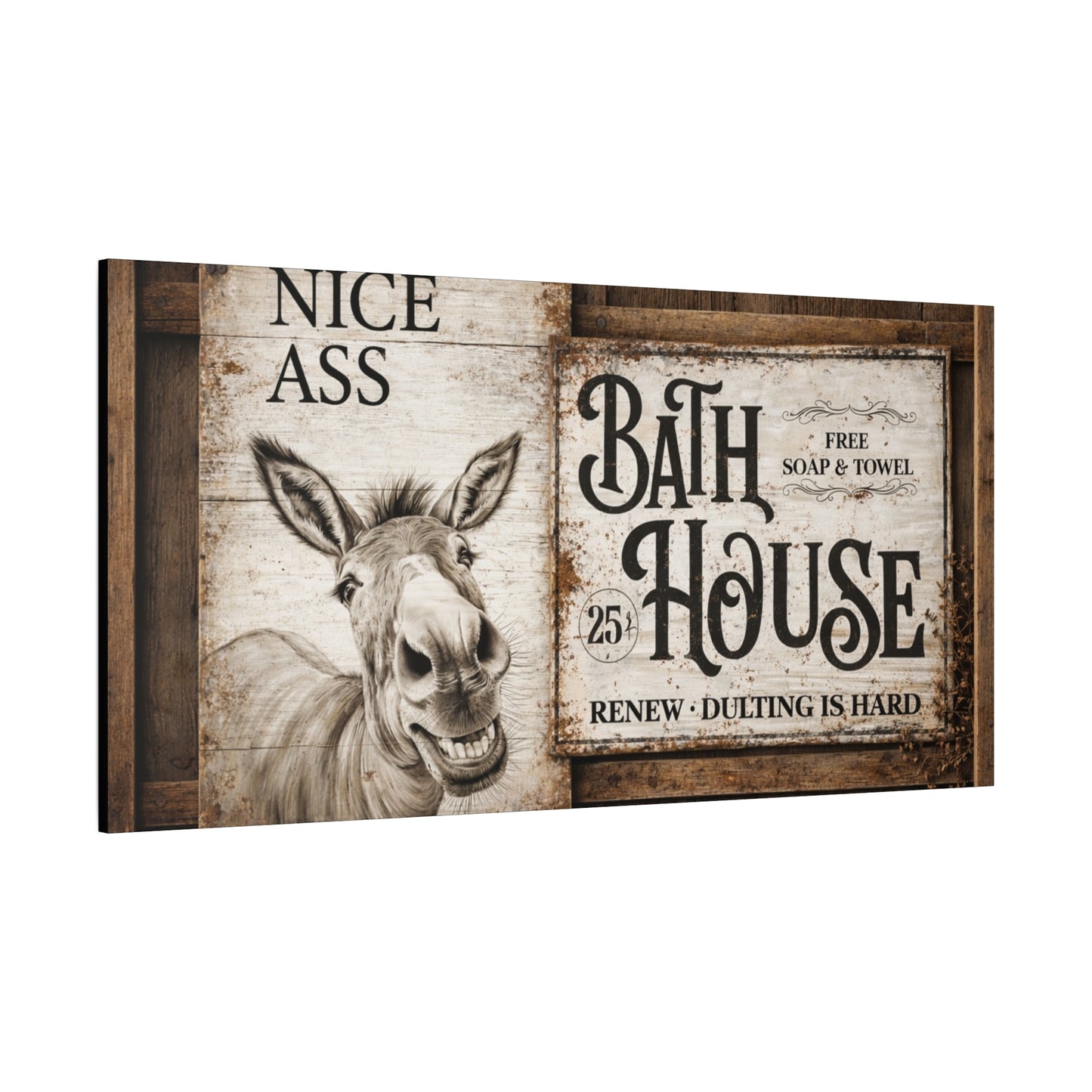 Copy of Rustic 'Nice Ass' Donkey Bathroom Canvas