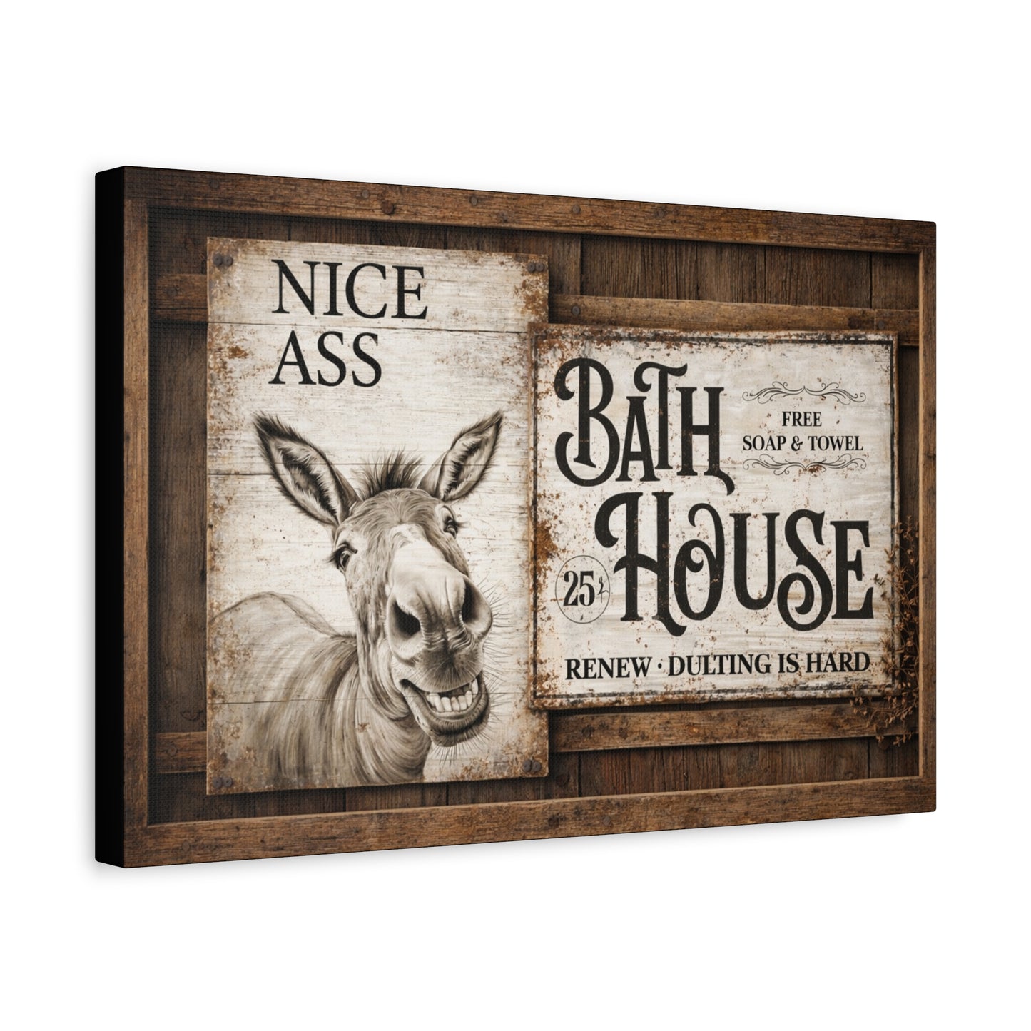 Copy of Rustic 'Nice Ass' Donkey Bathroom Canvas
