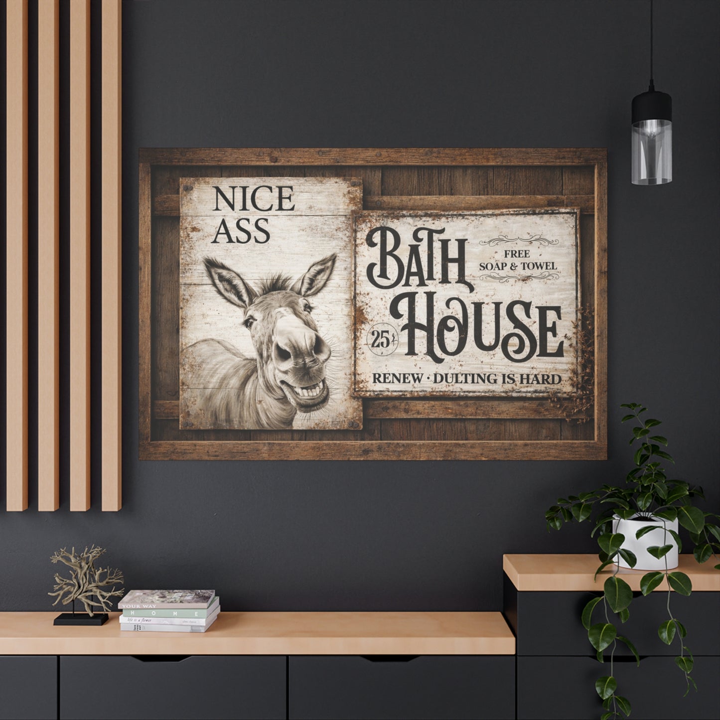 Copy of Rustic 'Nice Ass' Donkey Bathroom Canvas