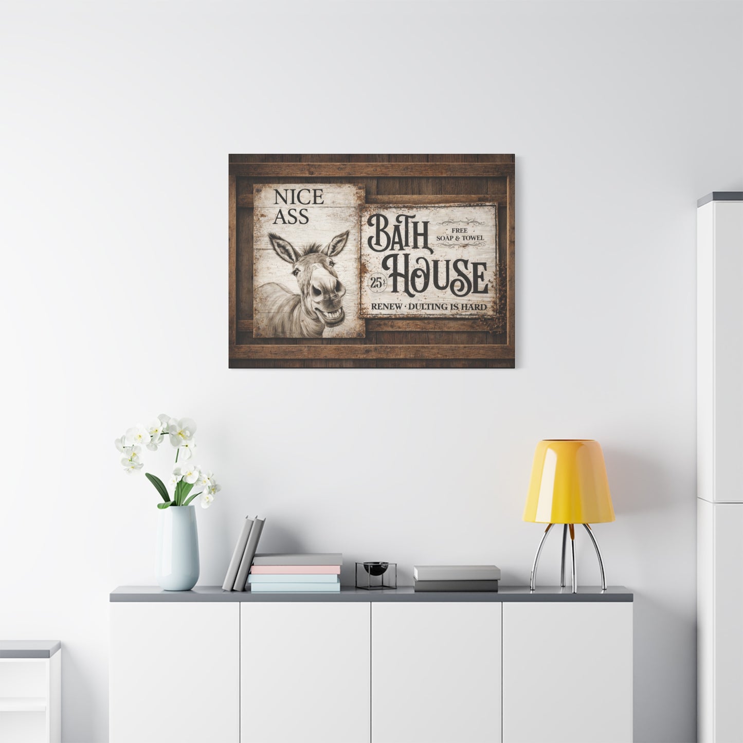 Copy of Rustic 'Nice Ass' Donkey Bathroom Canvas