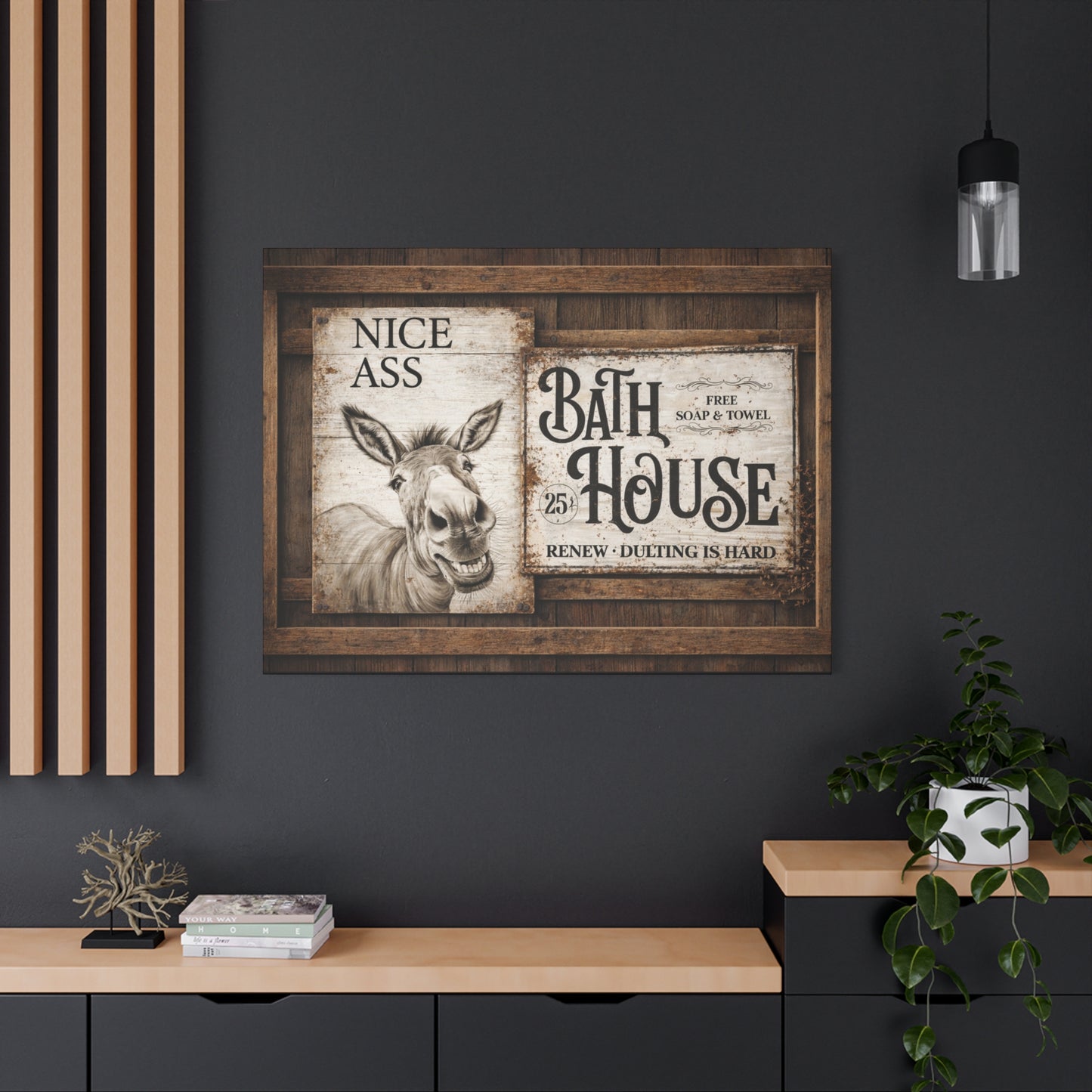 Copy of Rustic 'Nice Ass' Donkey Bathroom Canvas