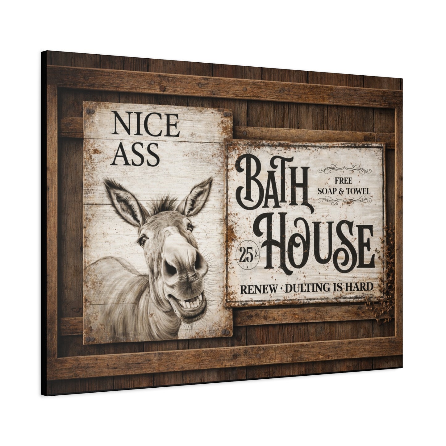 Copy of Rustic 'Nice Ass' Donkey Bathroom Canvas