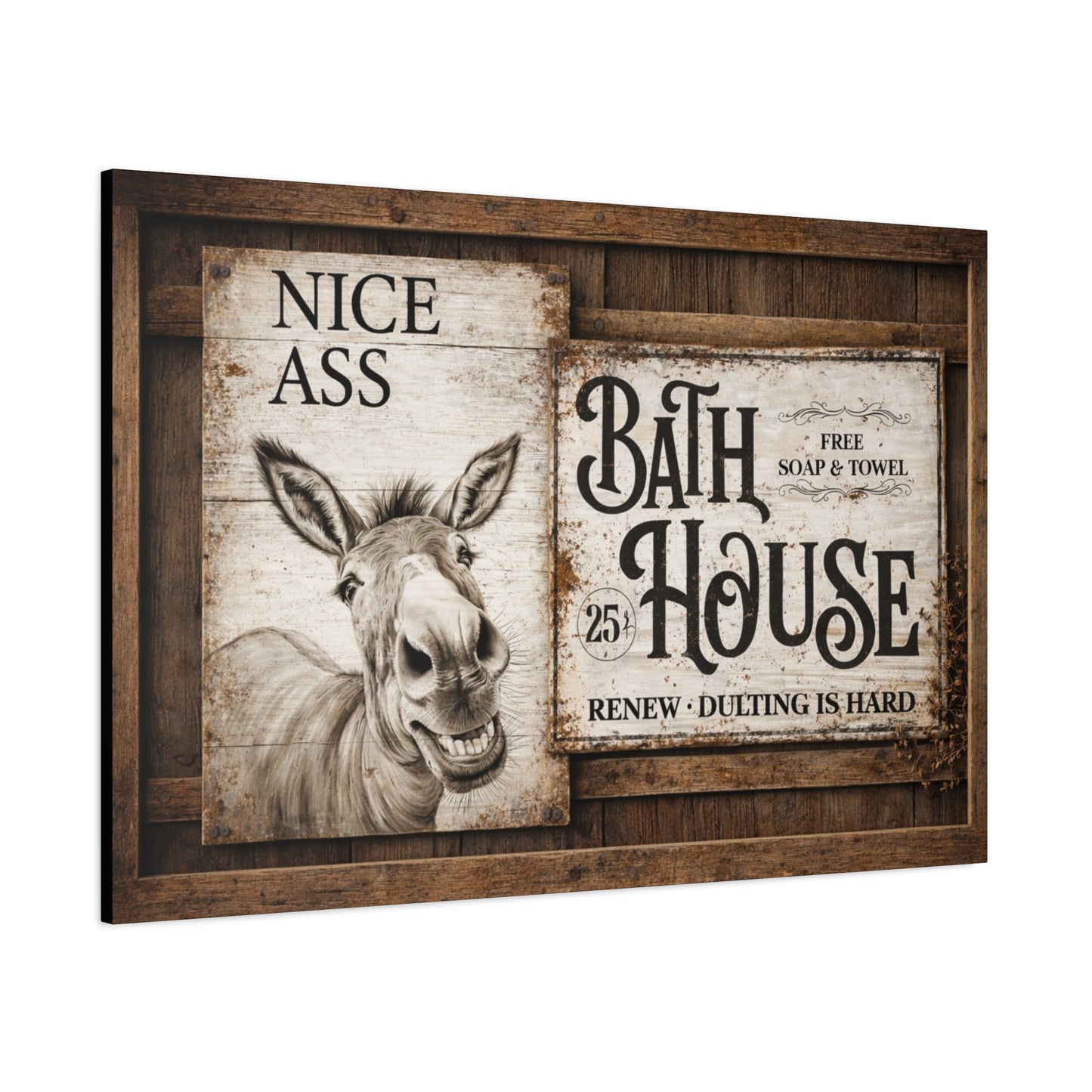 Copy of Rustic 'Nice Ass' Donkey Bathroom Canvas