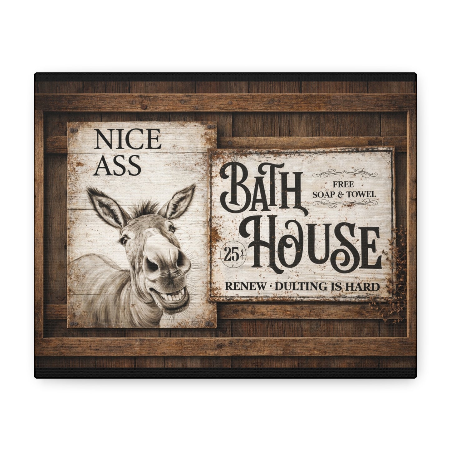 Copy of Rustic 'Nice Ass' Donkey Bathroom Canvas