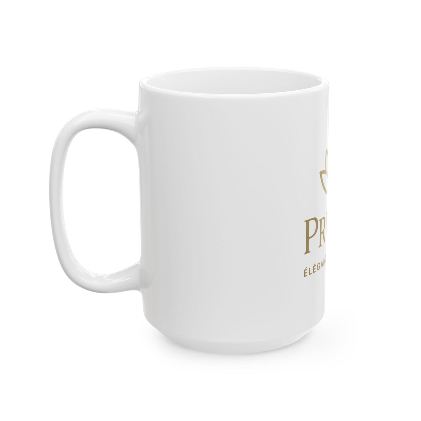 Ceramic Mug — Primal Logo "Élégance & Sérénité" Gold Lotus Coffee Tea Cup (11oz, 15oz)