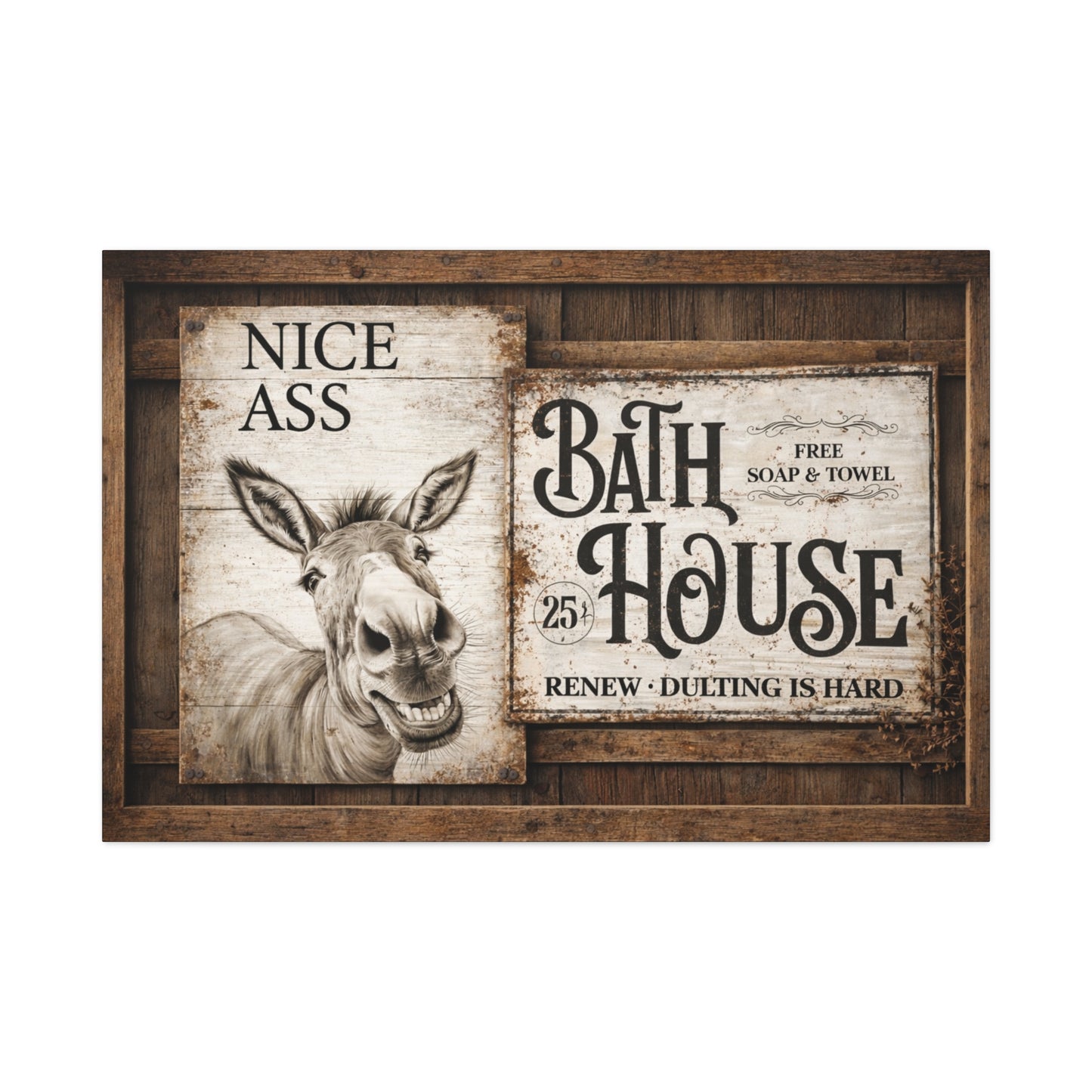Copy of Rustic 'Nice Ass' Donkey Bathroom Canvas