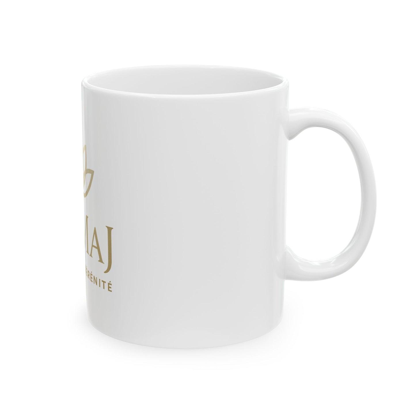 Ceramic Mug — Primal Logo "Élégance & Sérénité" Gold Lotus Coffee Tea Cup (11oz, 15oz)