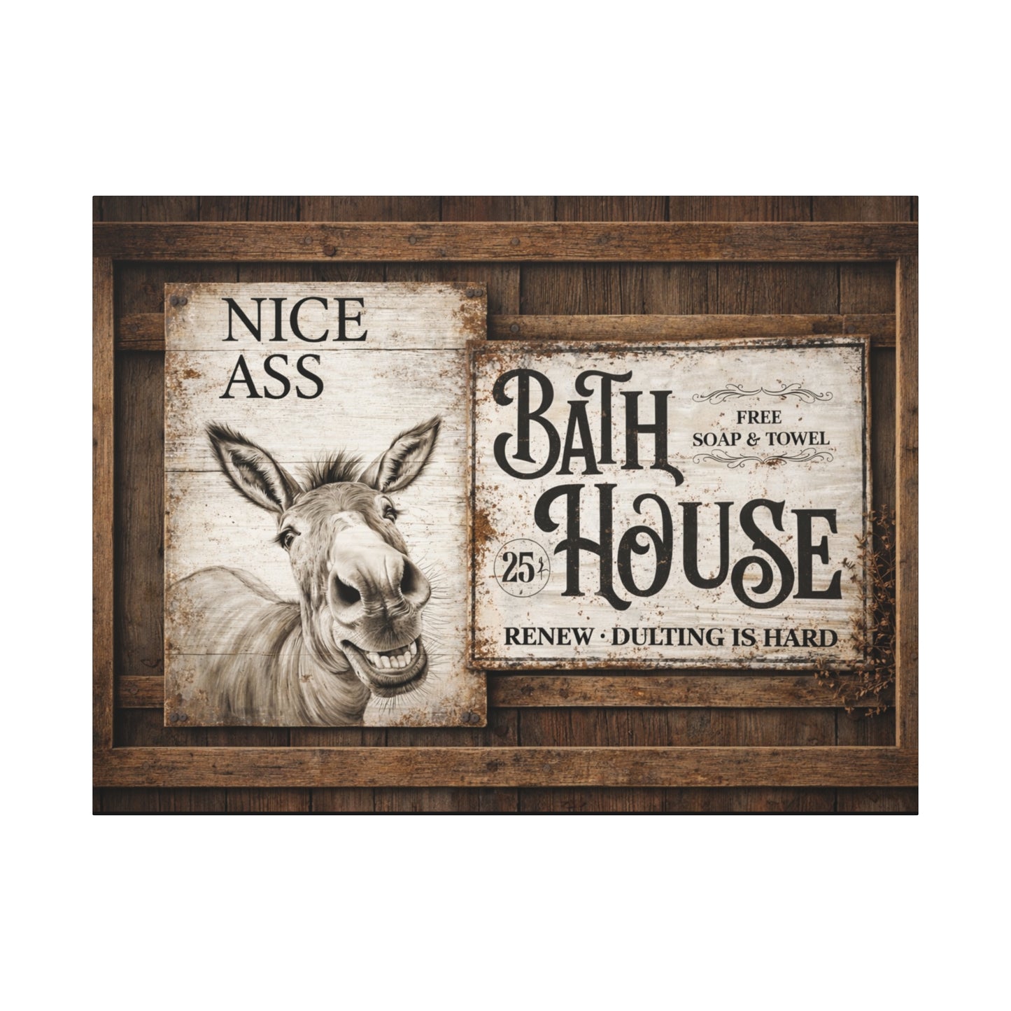 Copy of Rustic 'Nice Ass' Donkey Bathroom Canvas