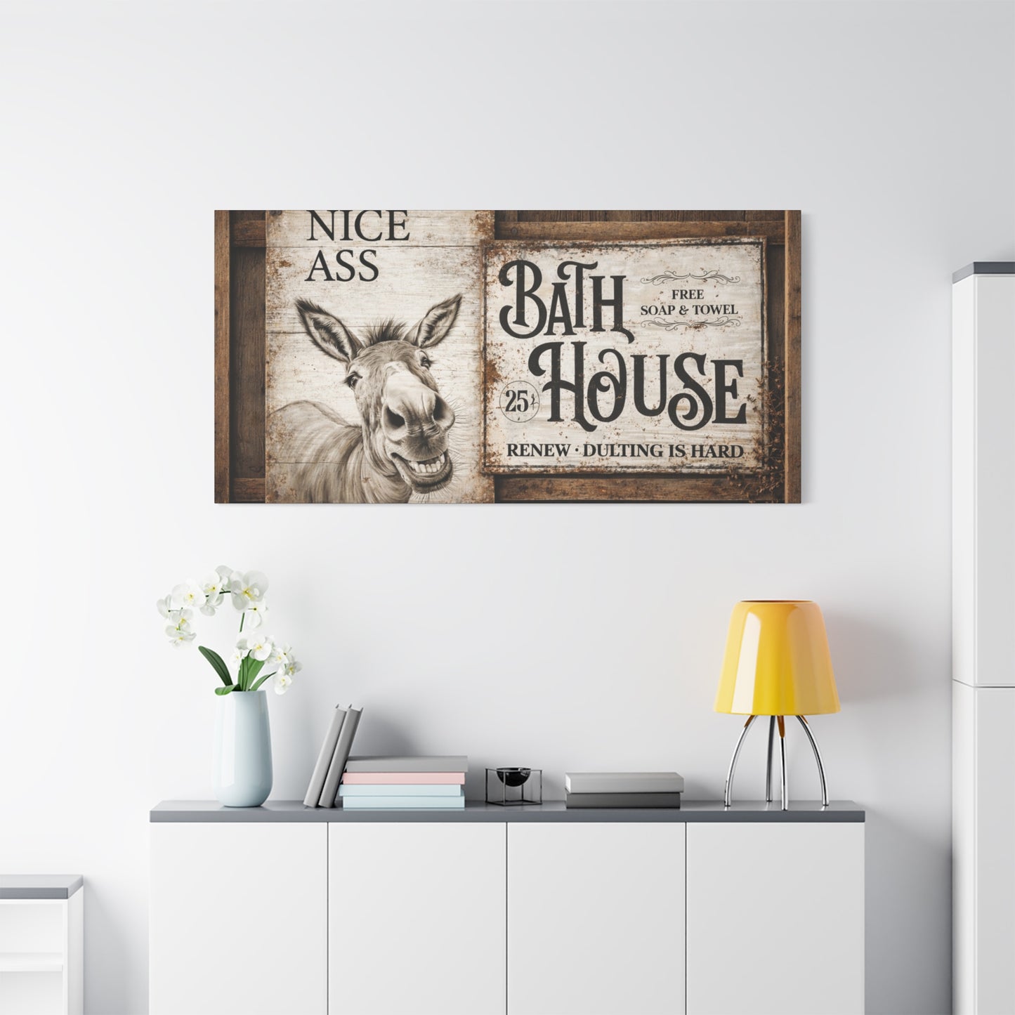 Copy of Rustic 'Nice Ass' Donkey Bathroom Canvas