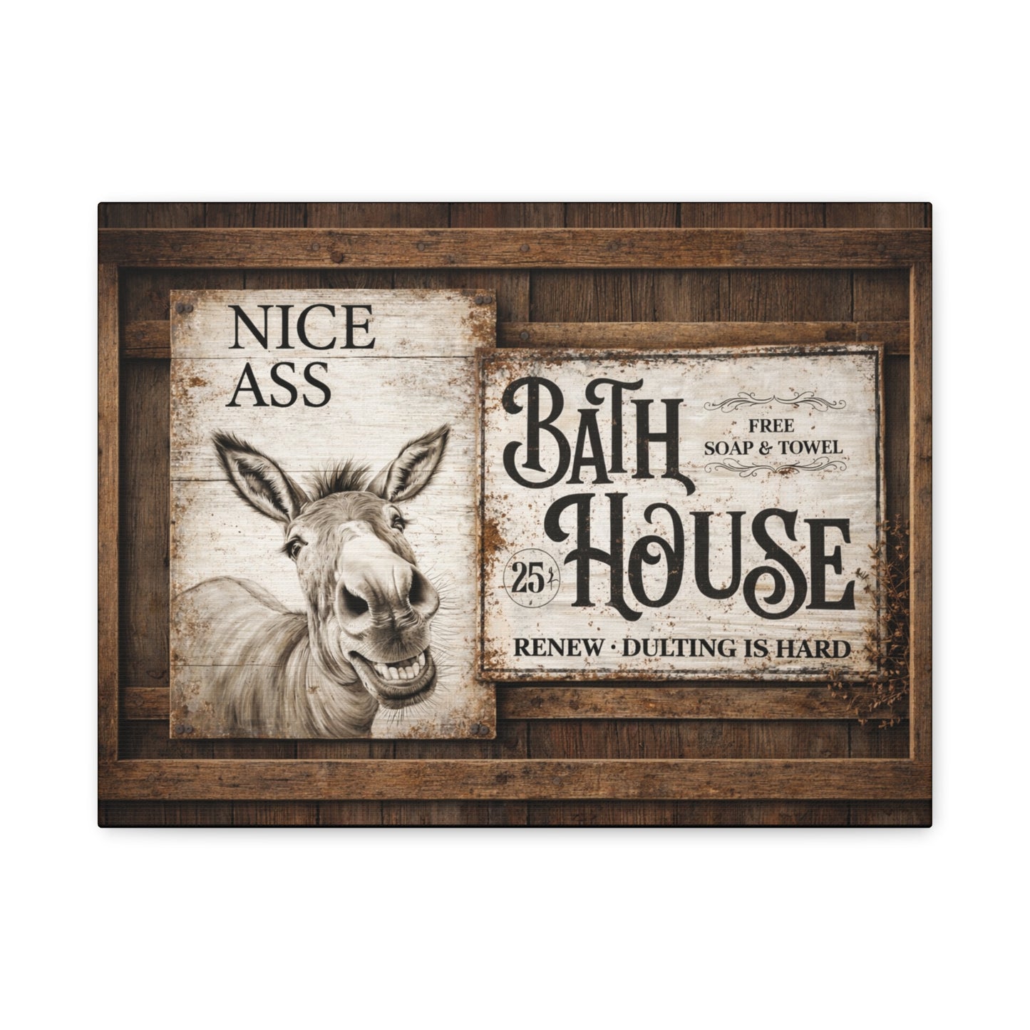 Copy of Rustic 'Nice Ass' Donkey Bathroom Canvas