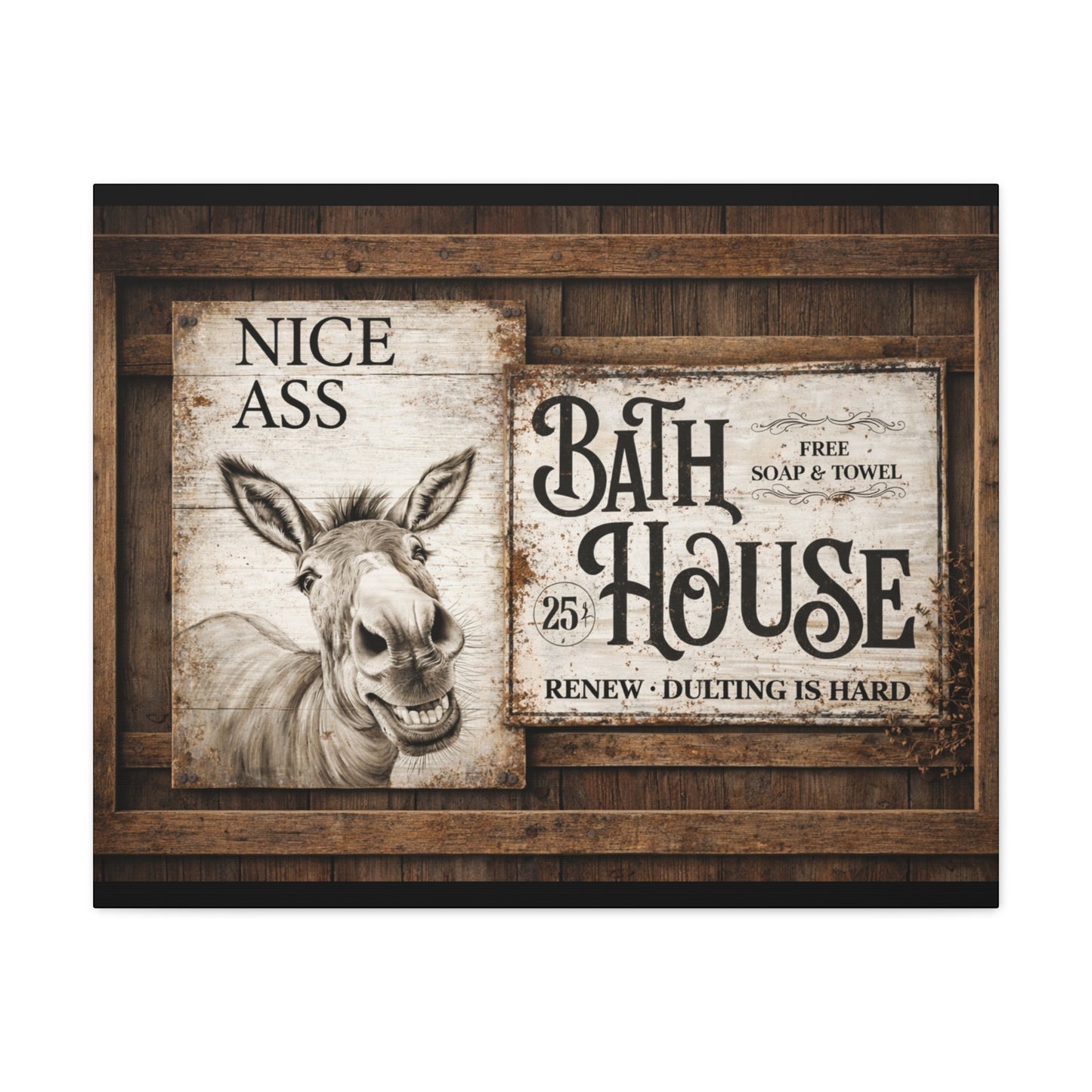 Copy of Rustic 'Nice Ass' Donkey Bathroom Canvas