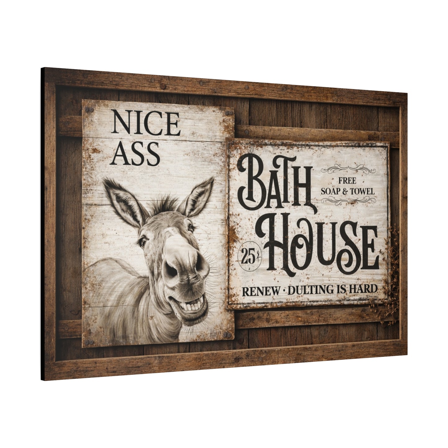 Copy of Rustic 'Nice Ass' Donkey Bathroom Canvas