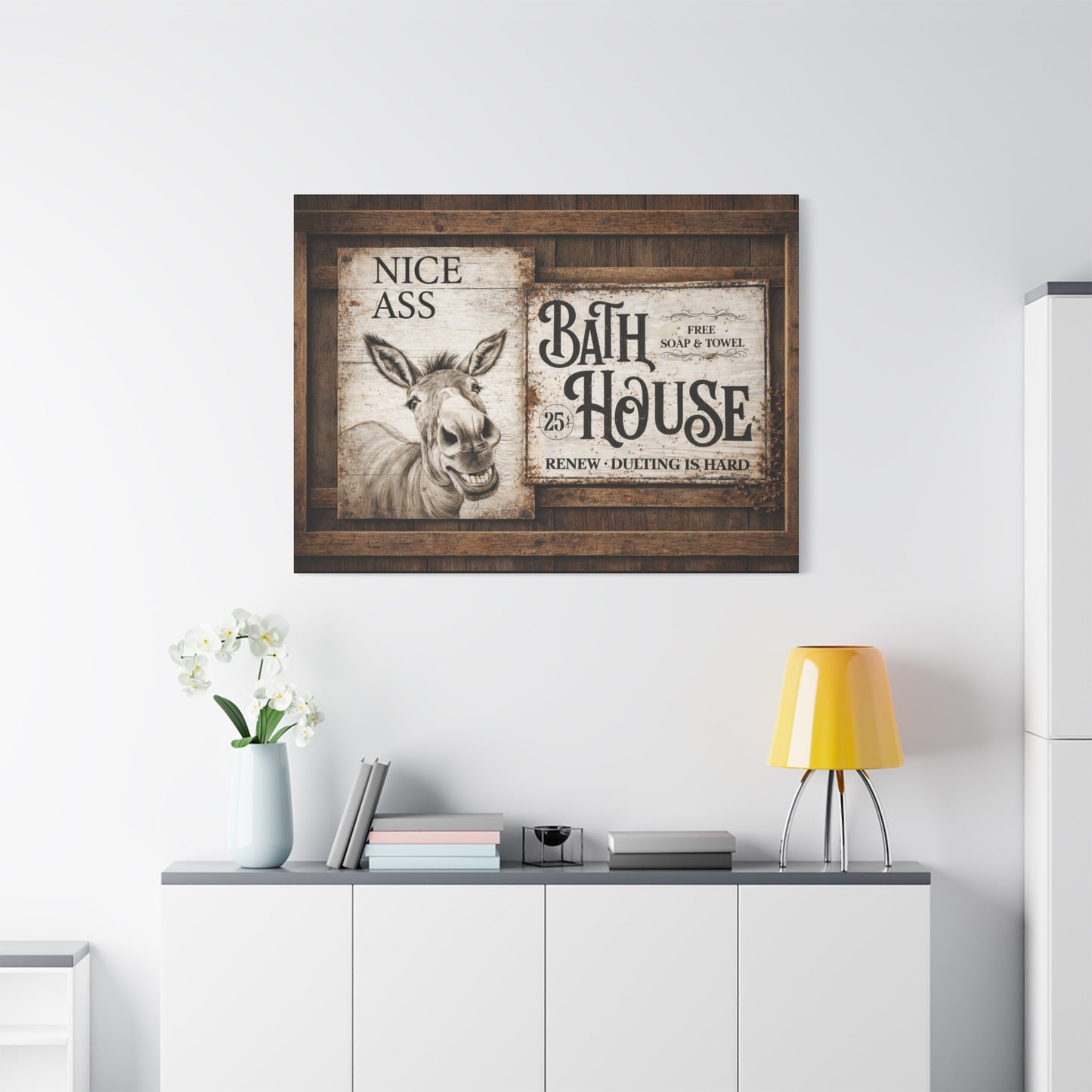 Copy of Rustic 'Nice Ass' Donkey Bathroom Canvas