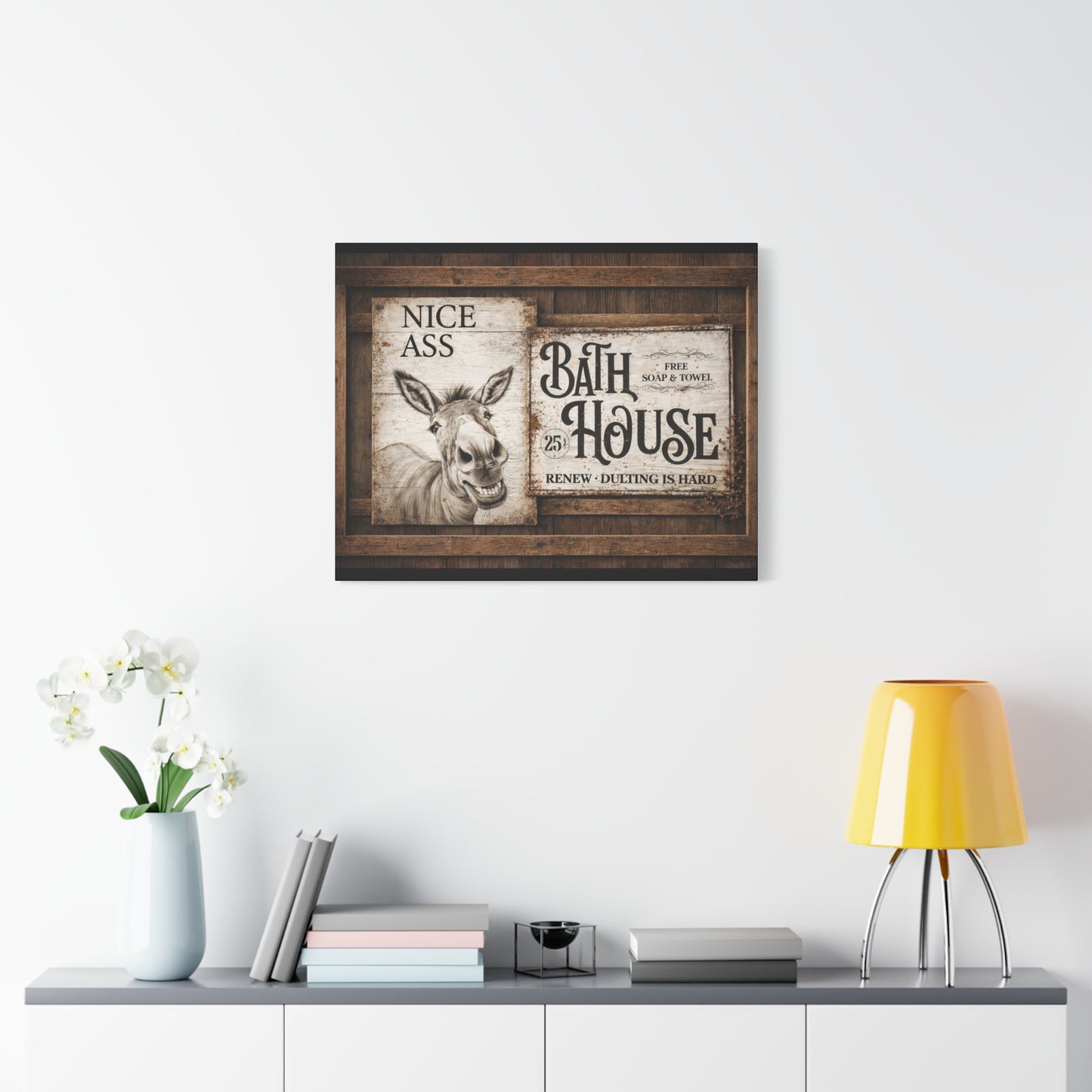 Copy of Rustic 'Nice Ass' Donkey Bathroom Canvas