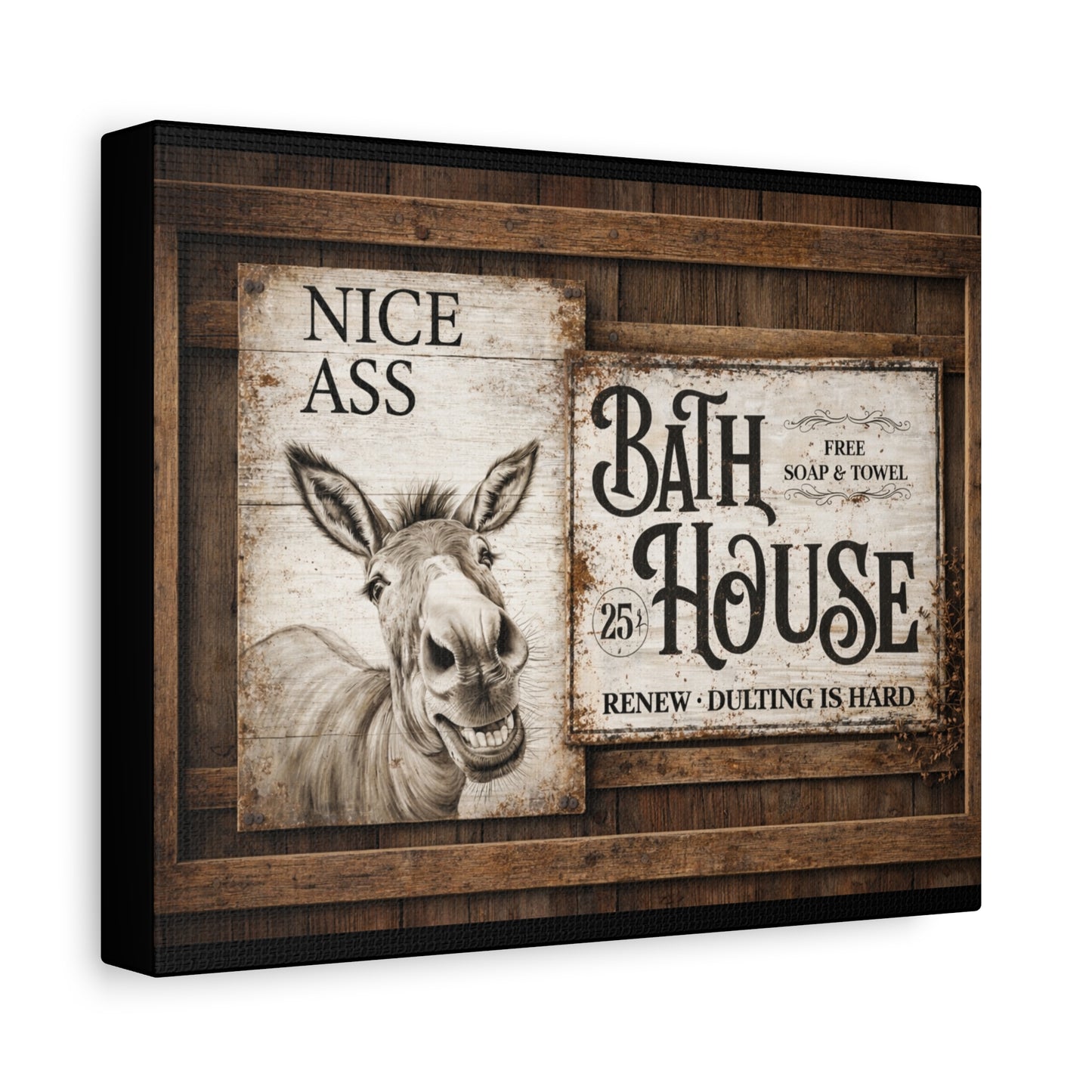Copy of Rustic 'Nice Ass' Donkey Bathroom Canvas