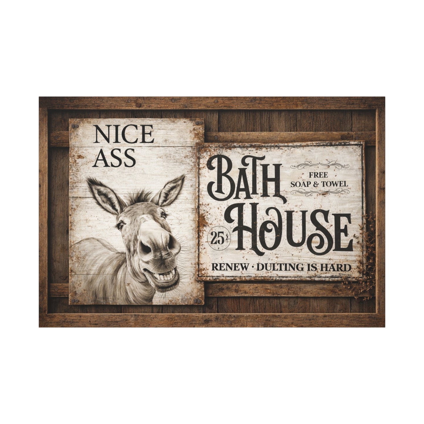 Copy of Rustic 'Nice Ass' Donkey Bathroom Canvas