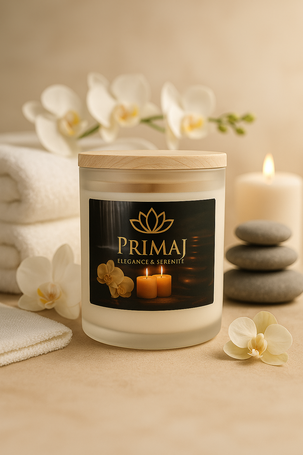 Bougie en Verre Givré PriMaJ — Mèche en Bois Crépitante 11 oz