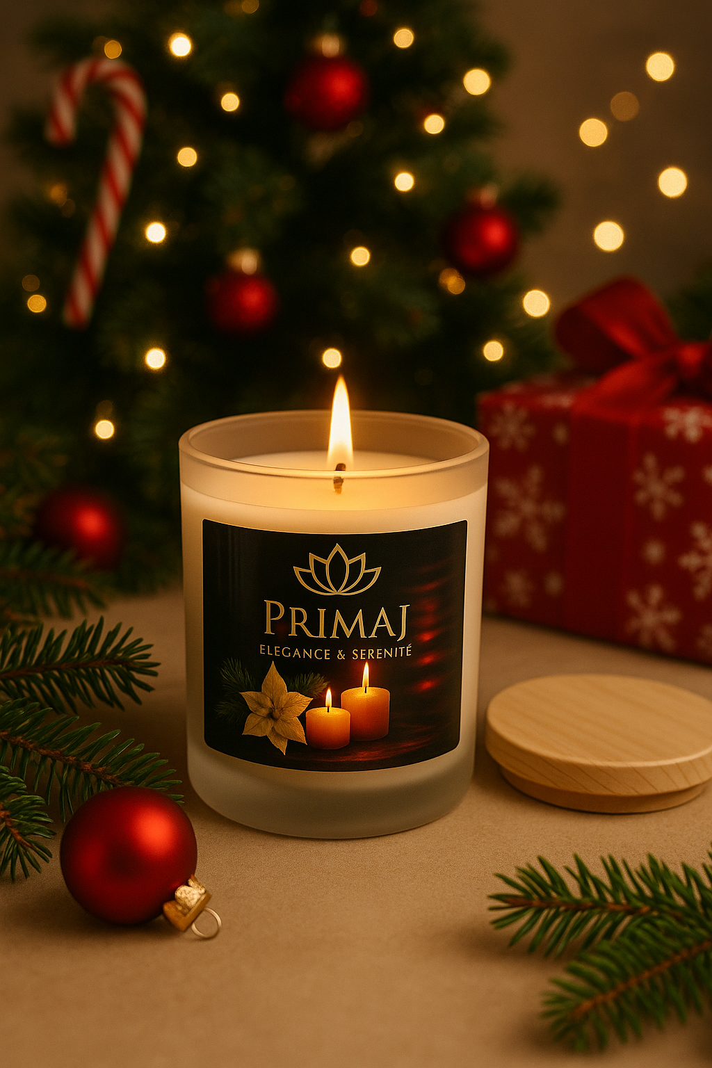 Bougie en Verre Givré PriMaJ — Mèche en Bois Crépitante 11 oz