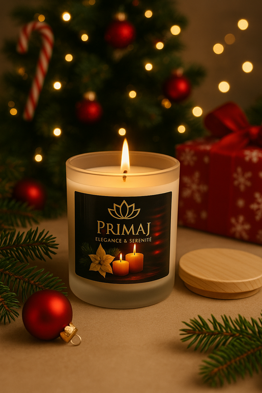 Bougie en Verre Givré PriMaJ — Mèche en Bois Crépitante 11 oz